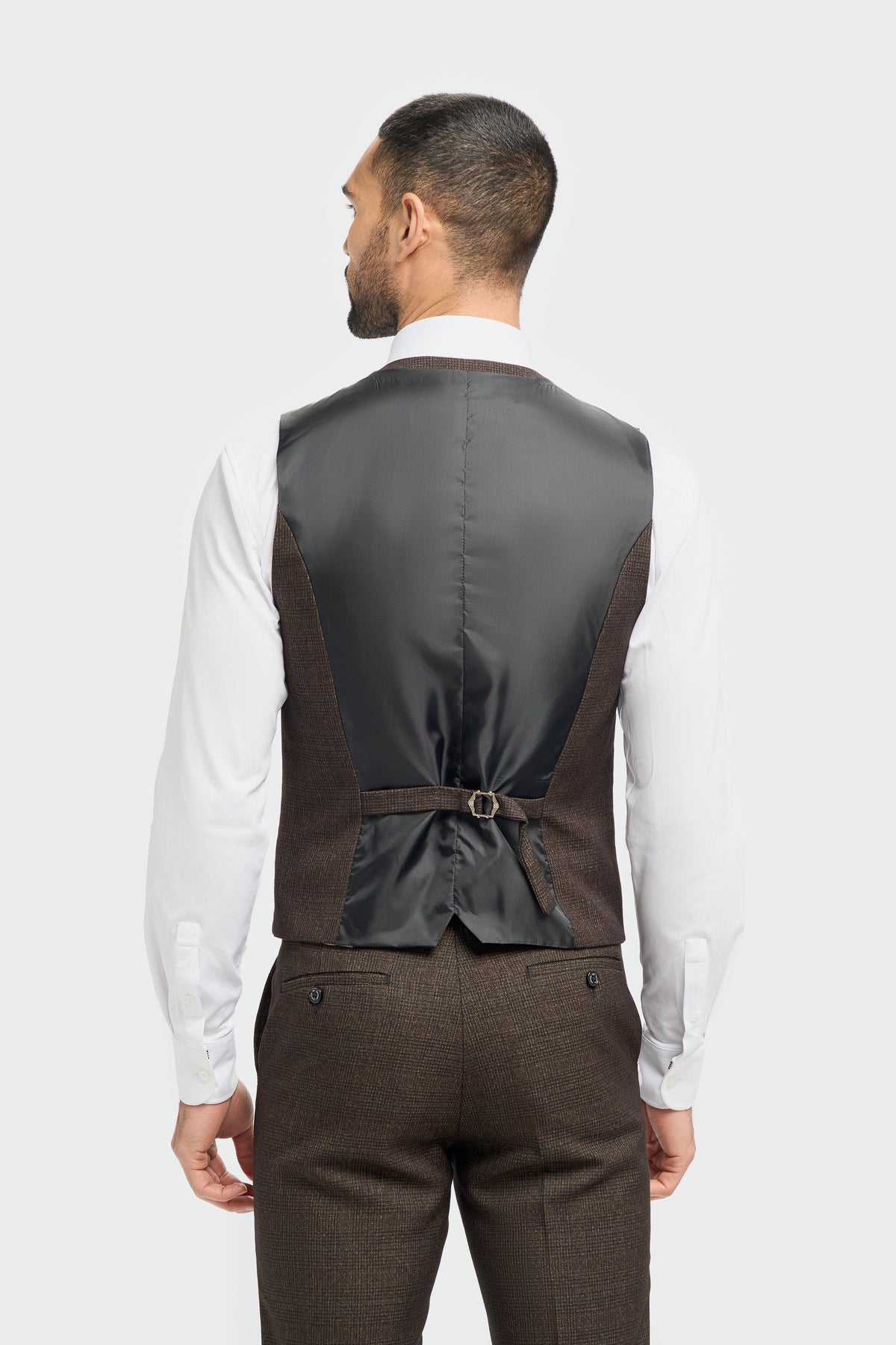 Caridi Brown Regular Check Three Piece Suit