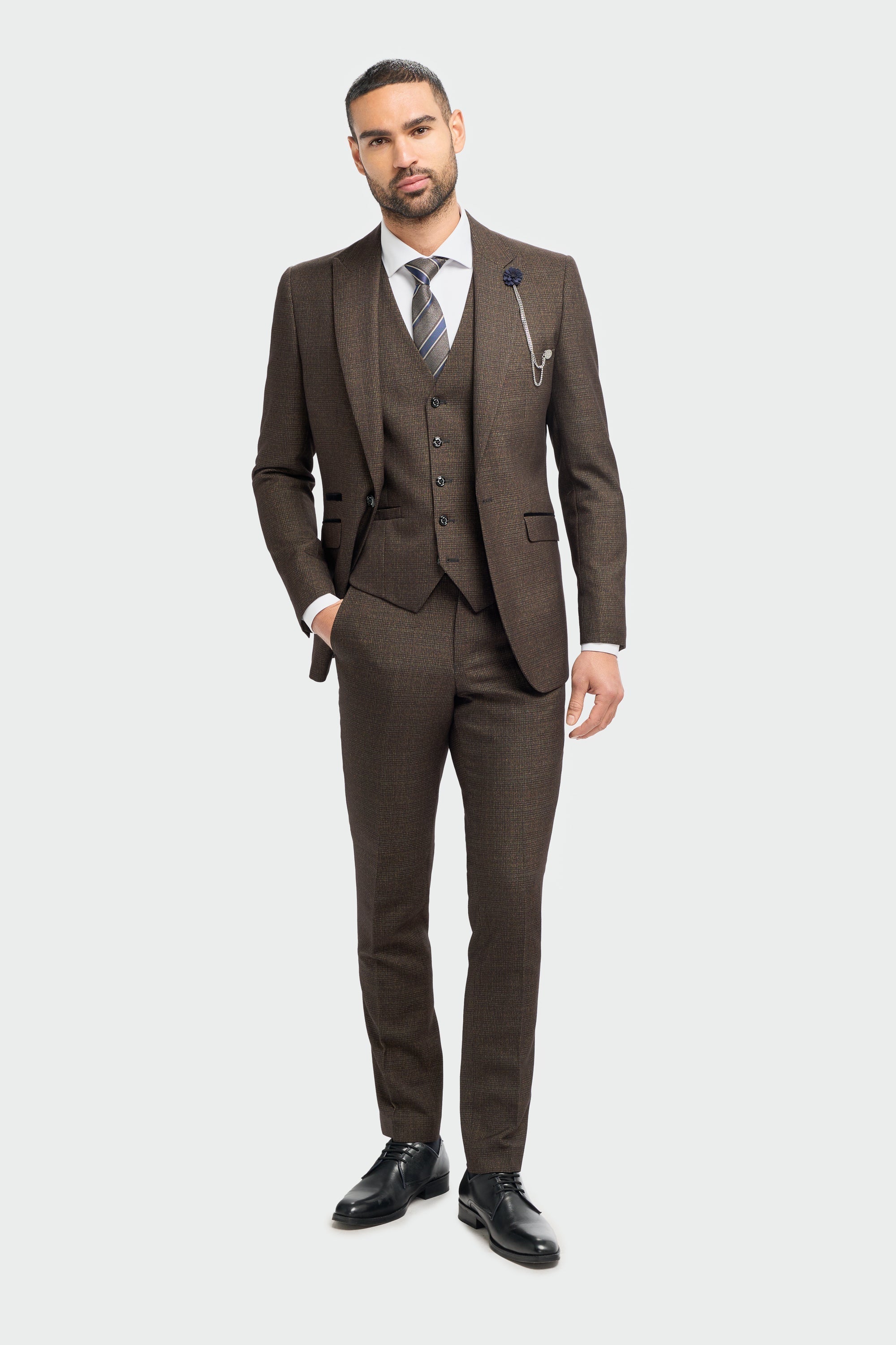 Caridi Brown Slim Fit Blazer