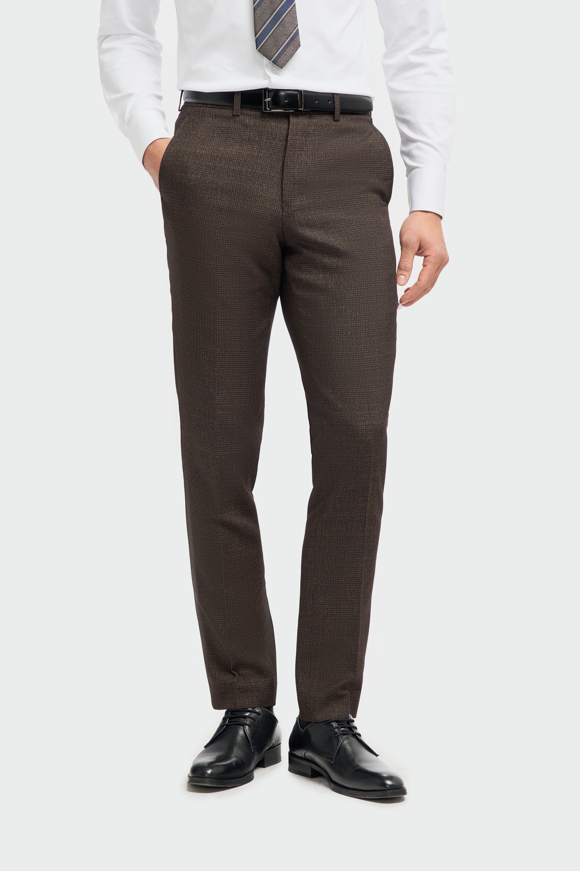Caridi Brown Regular Check Three Piece Suit