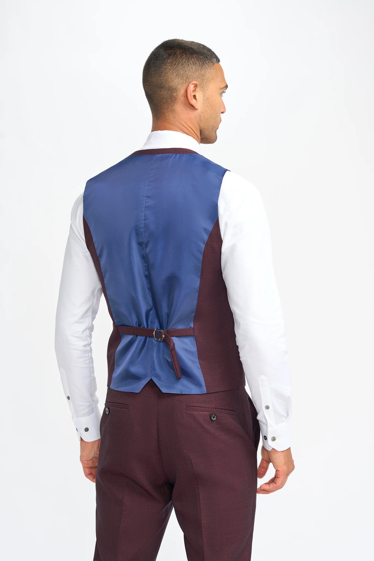 Caridi - Wine Regular Check Three Piece Suit