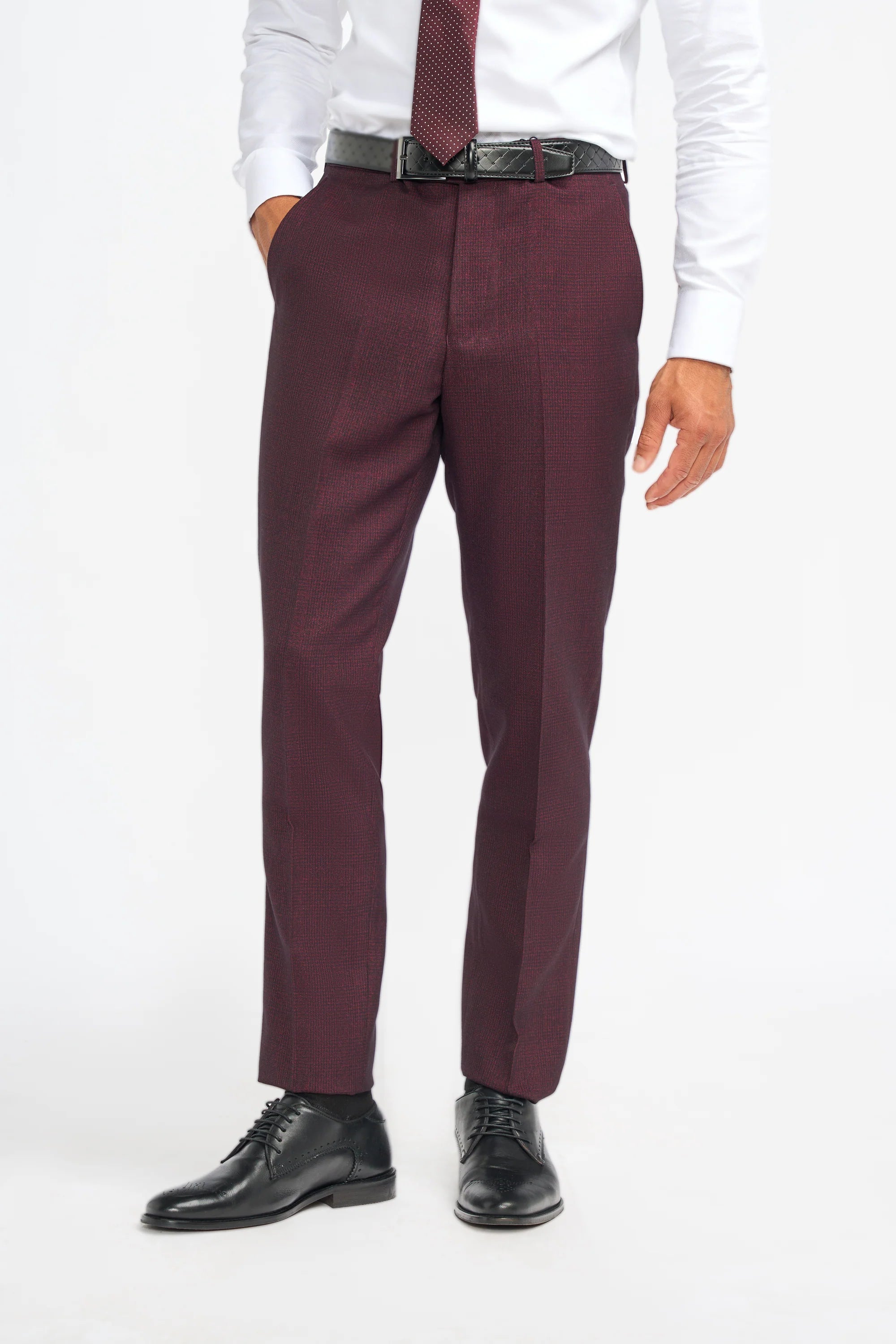 Caridi - Wine Regular Check Three Piece Suit