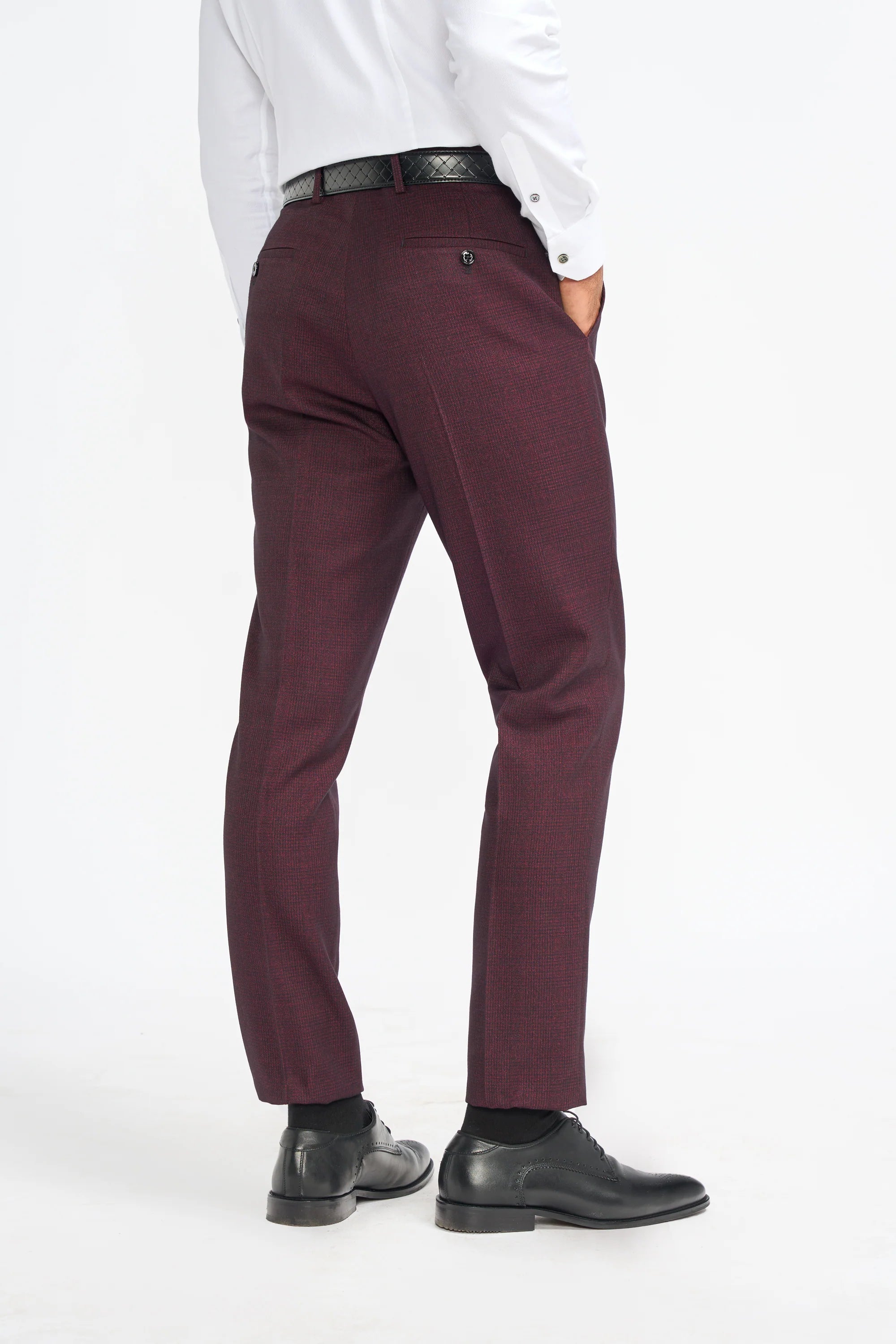 Caridi - Wine Regular Check Three Piece Suit