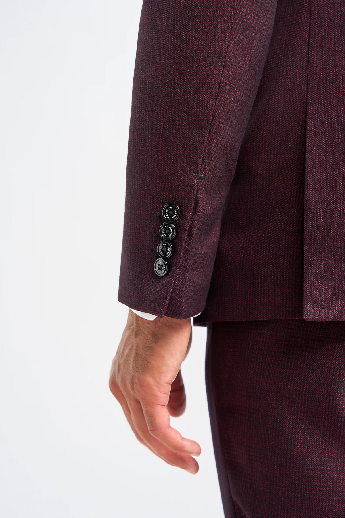 Caridi - Wine Regular Check Three Piece Suit