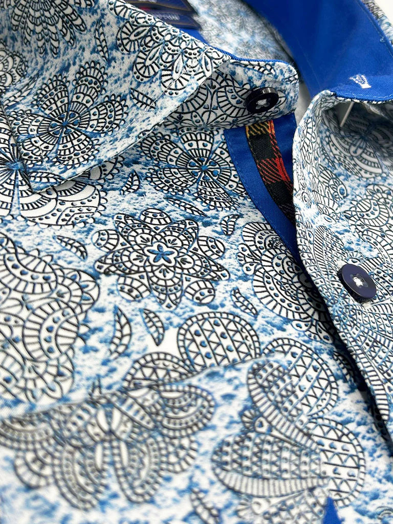Floral Mosaic Print Shirt with Matching Handkerchief