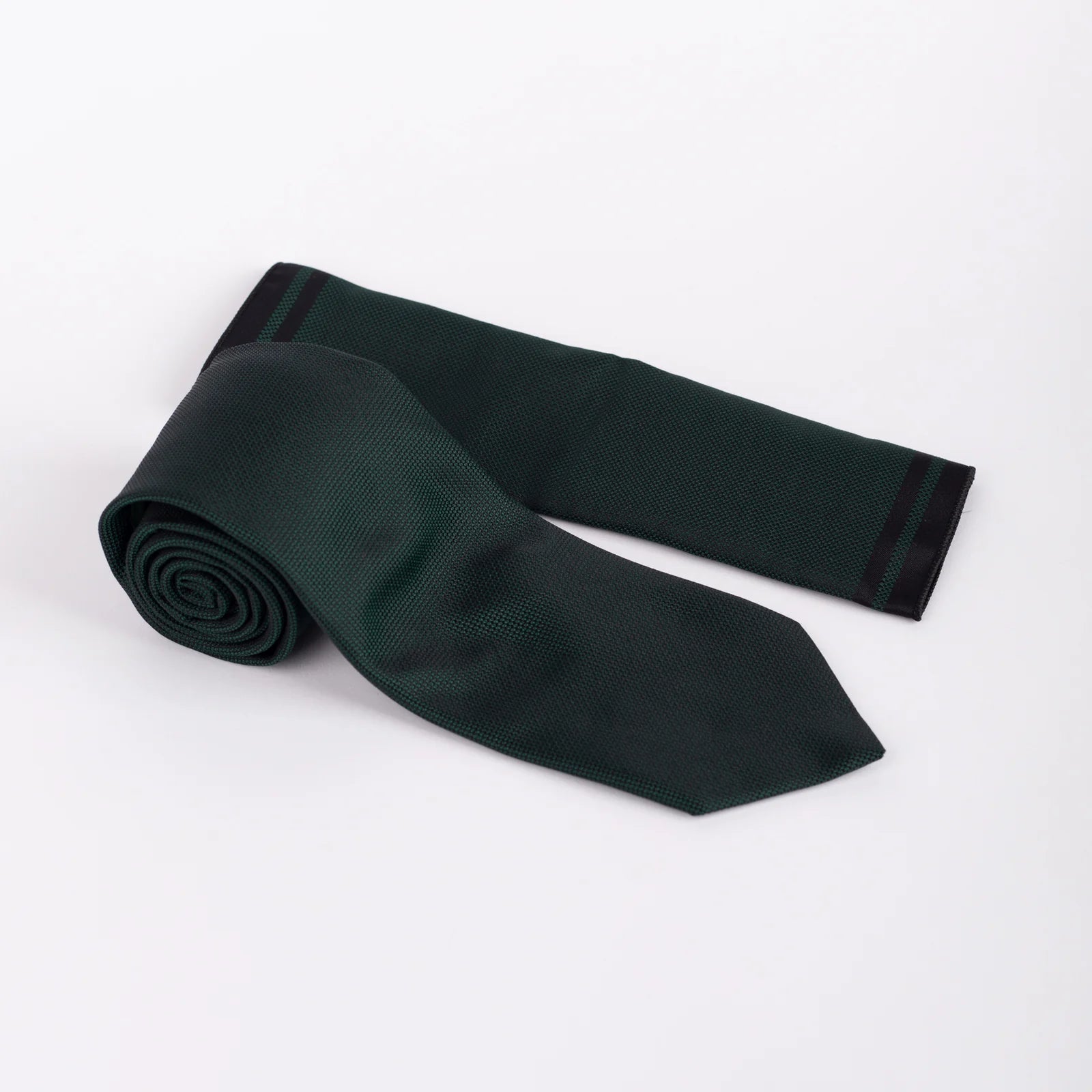 Textured - Tie & Pocket Square Set in Dark Green