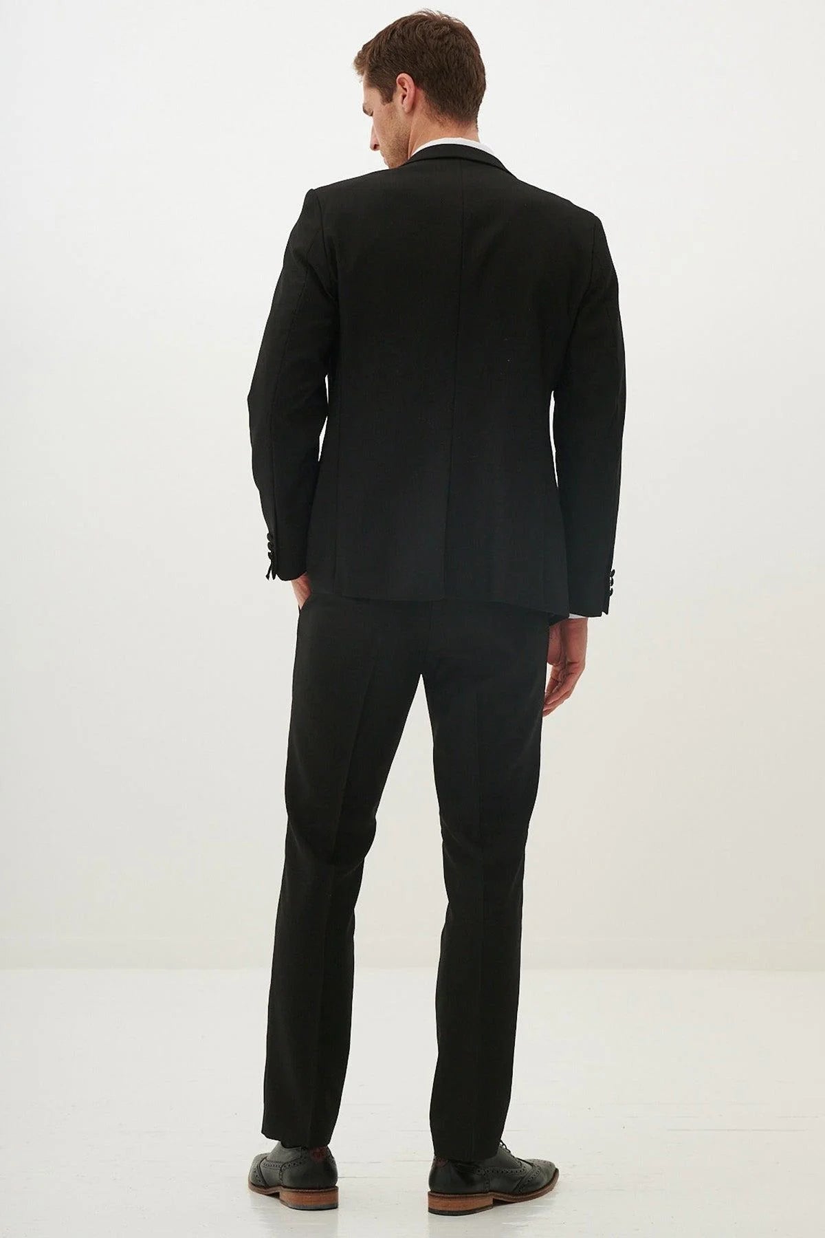 Dalton - Black Tux Lapel Diamond Three Piece Suit