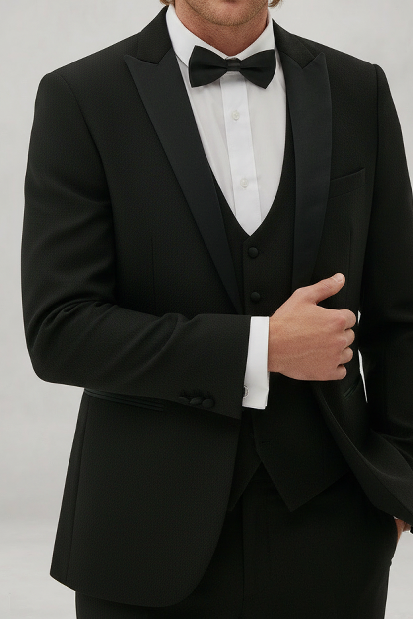 Dalton - Black Tux Lapel Diamond Blazer