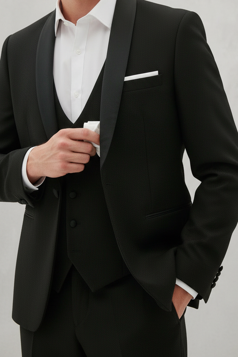 Dalton - Black Tux Lapel Diamond Blazer