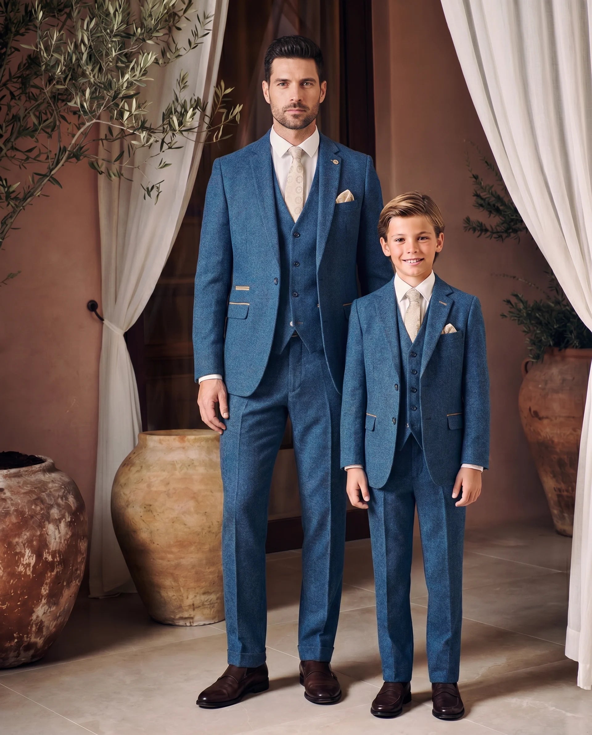 Father & Son - DION  Blue Tweed Check Suit