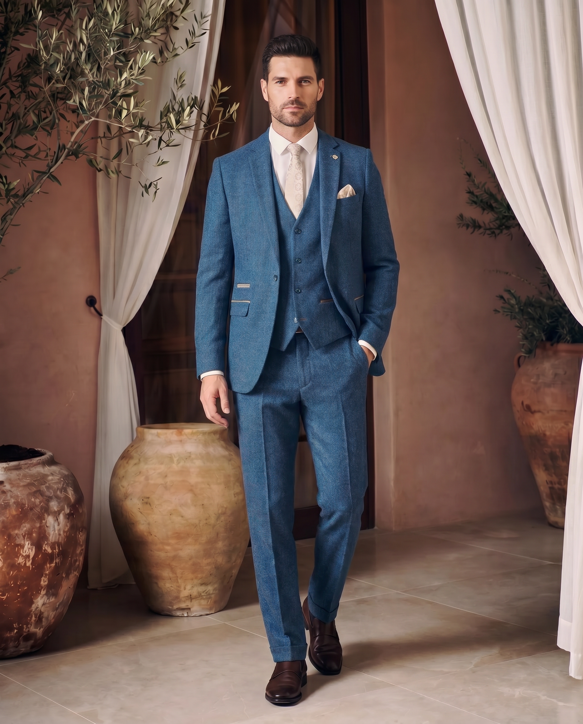 Father & Son - DION  Blue Tweed Check Suit