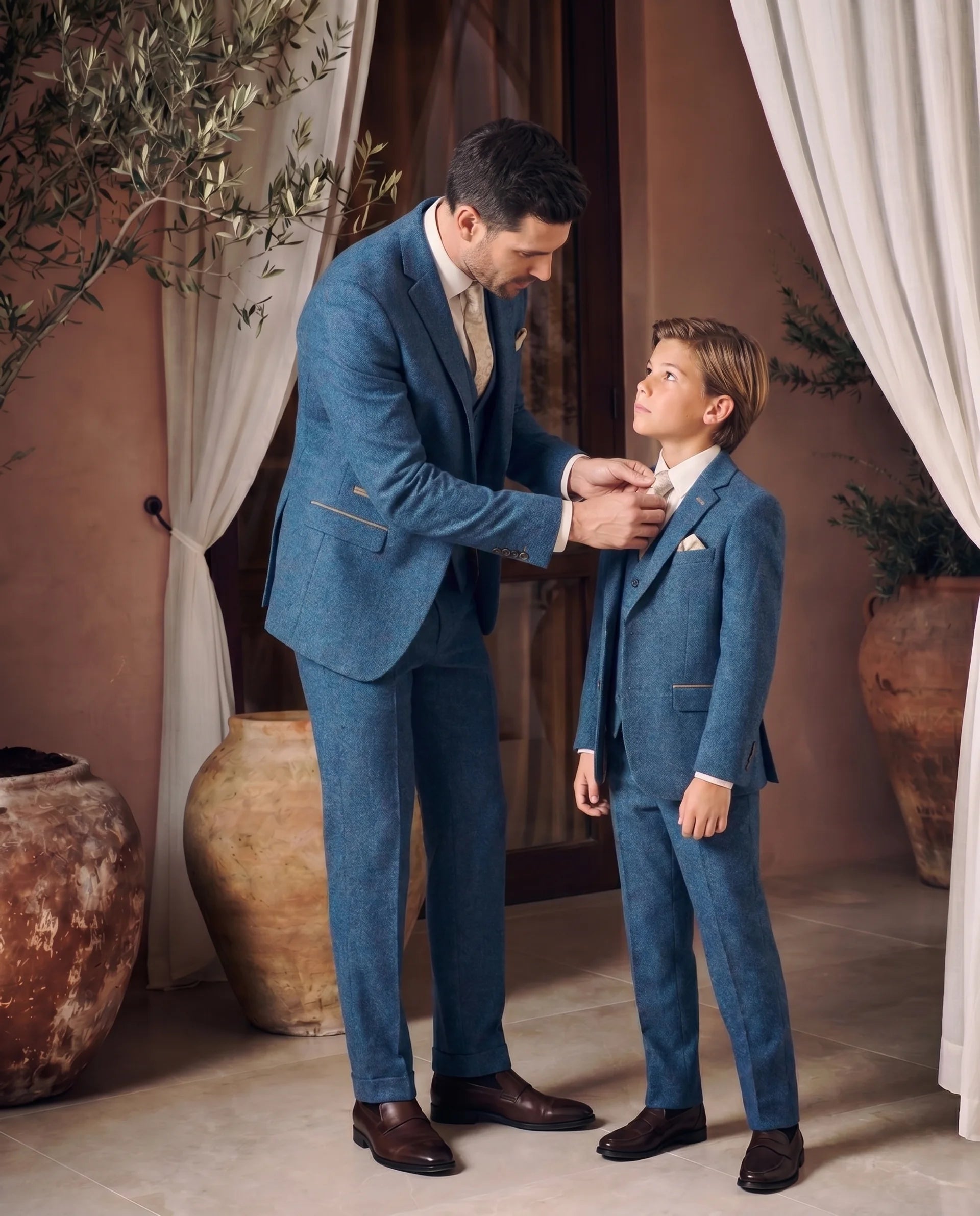 Father & Son - DION  Blue Tweed Check Suit