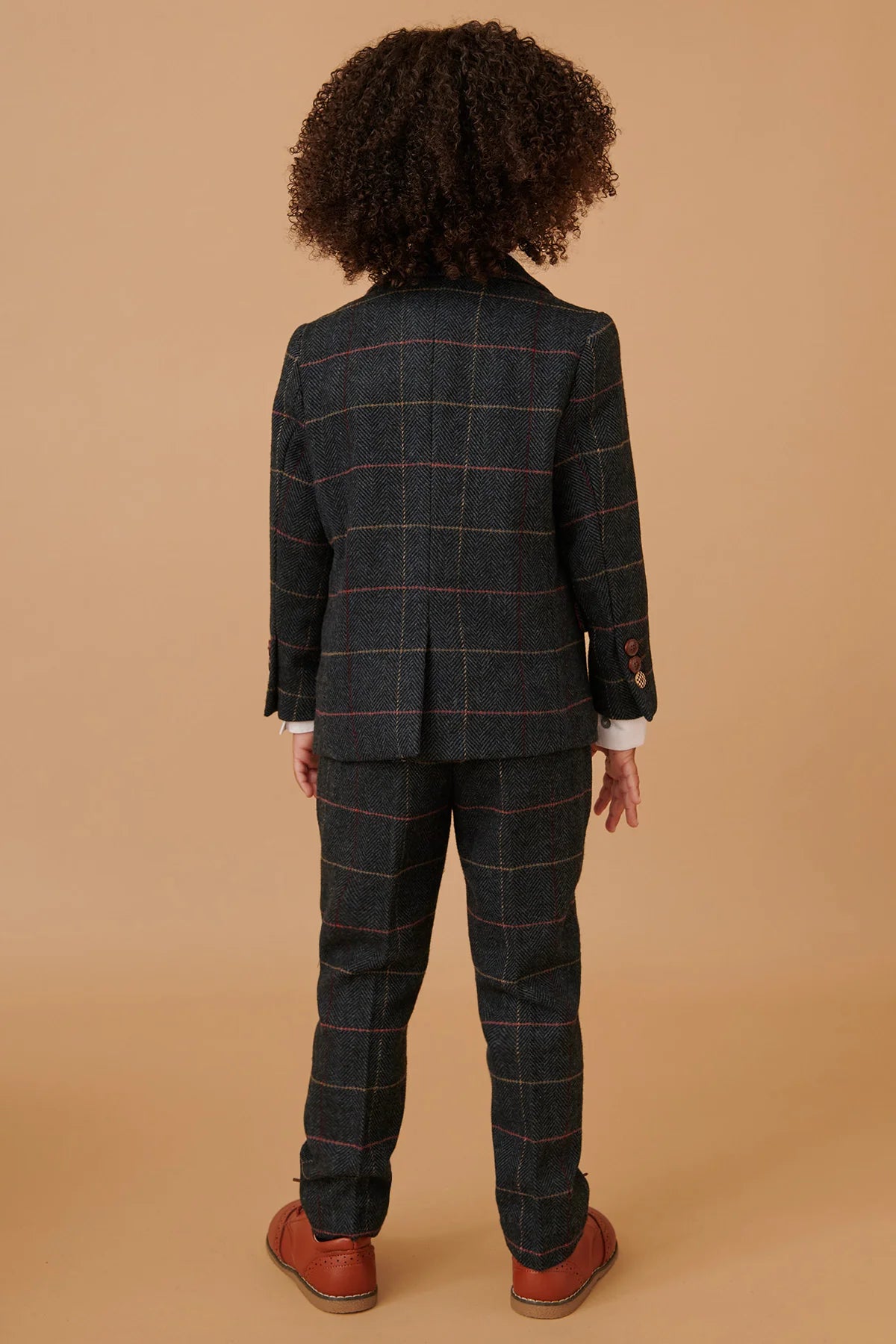 Eton - Children's Navy Blue Tweed Check Three Piece Suit