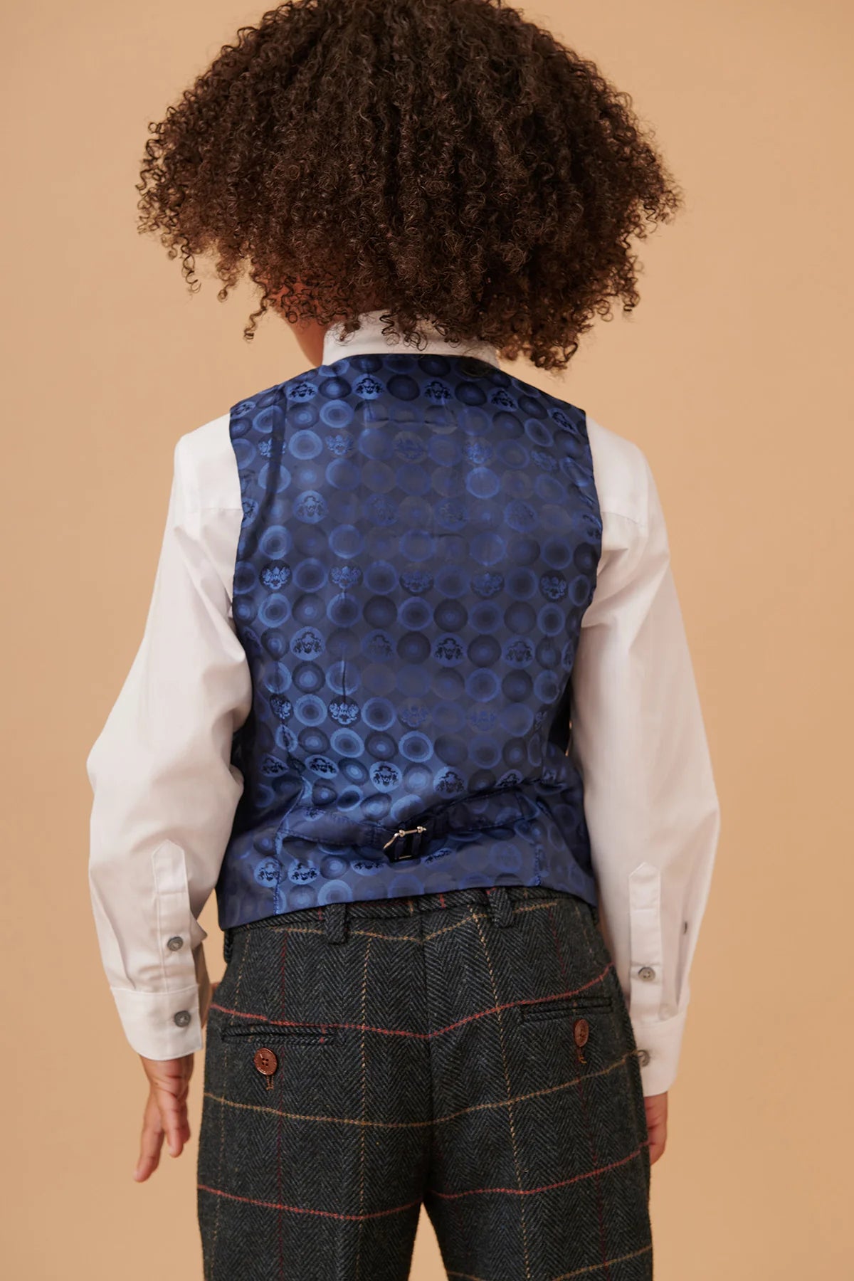 Eton - Children's Navy Blue Tweed Check Three Piece Suit