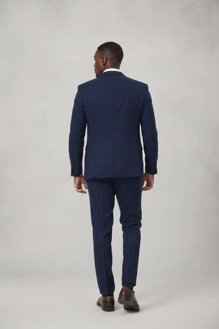 Edinson - Navy Wine Check Blazer