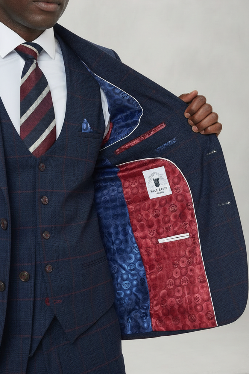 Edinson - Navy Wine Check Blazer