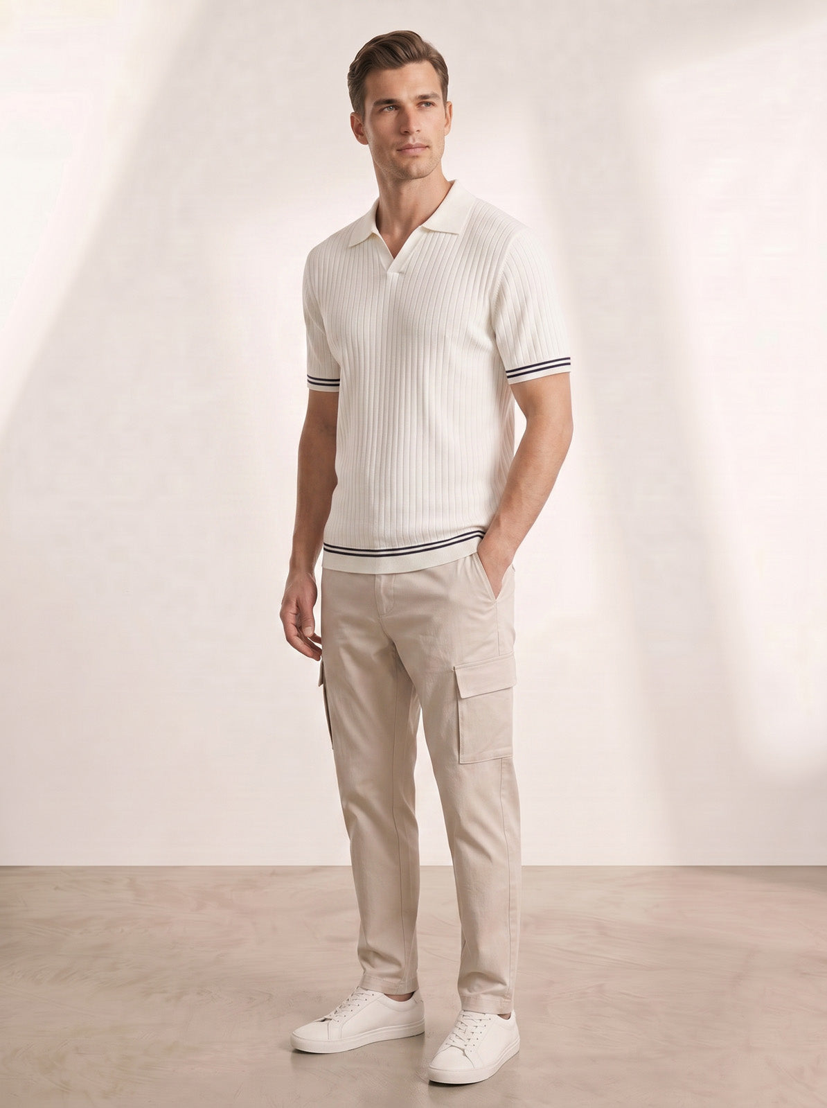 Esquire Contrast Trim Polo – White