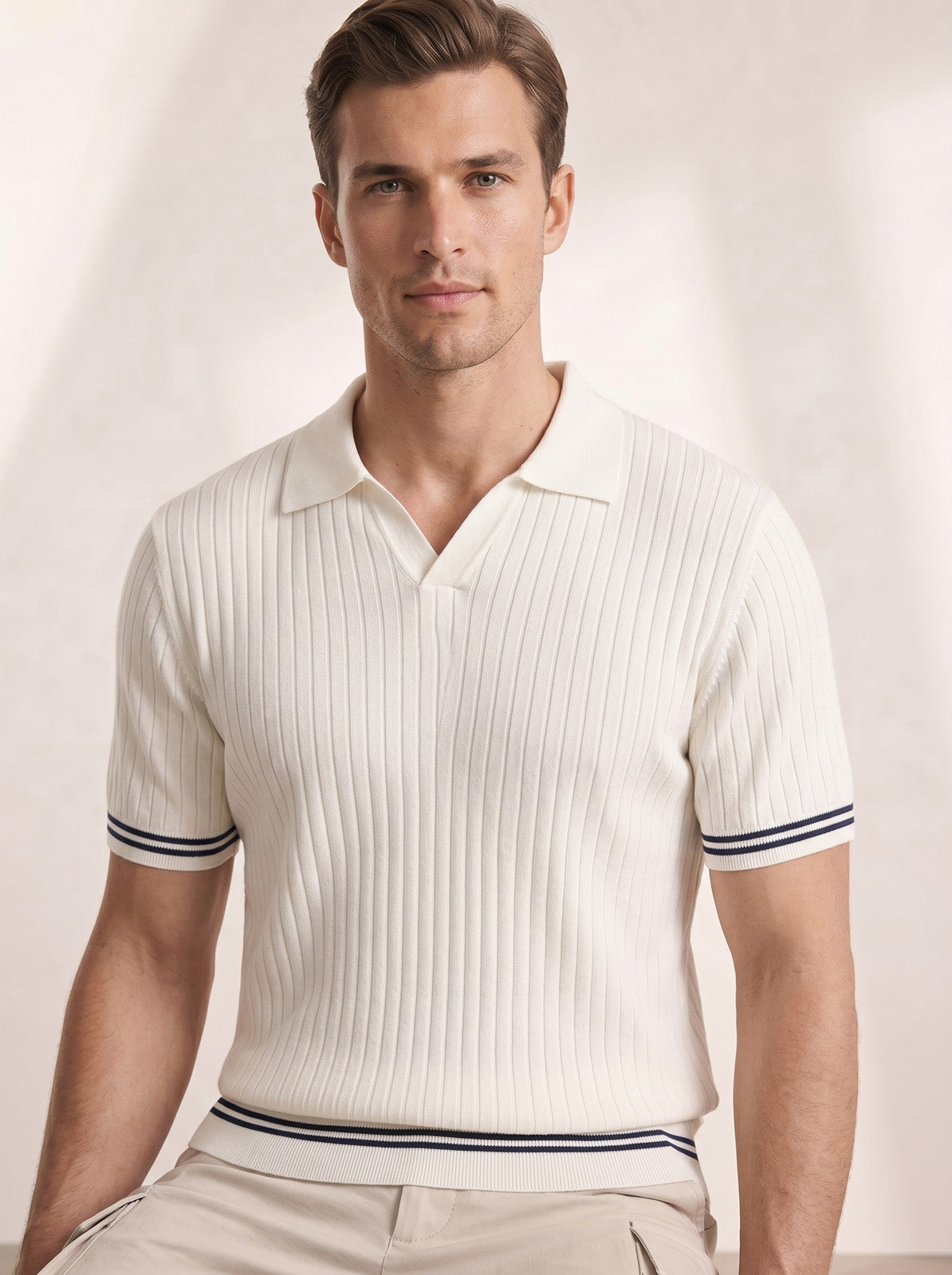 Esquire Contrast Trim Polo – White