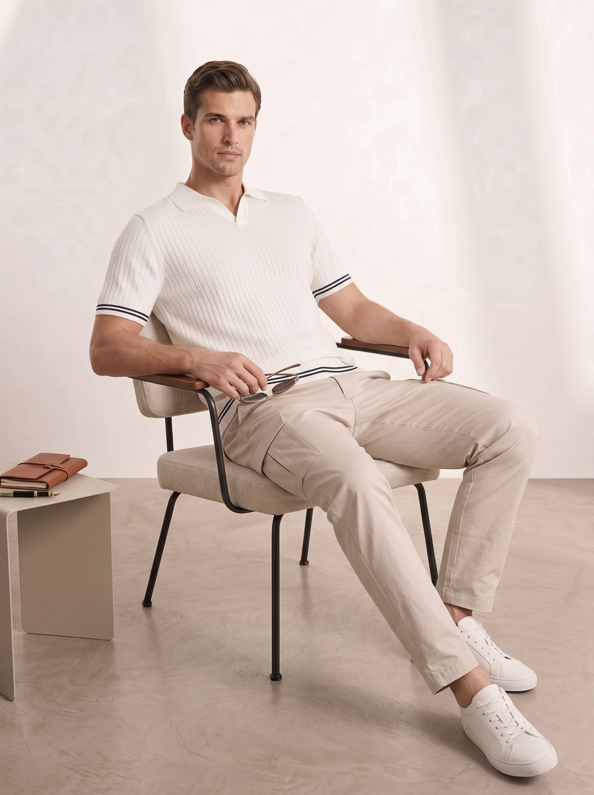 Esquire Contrast Trim Polo – White