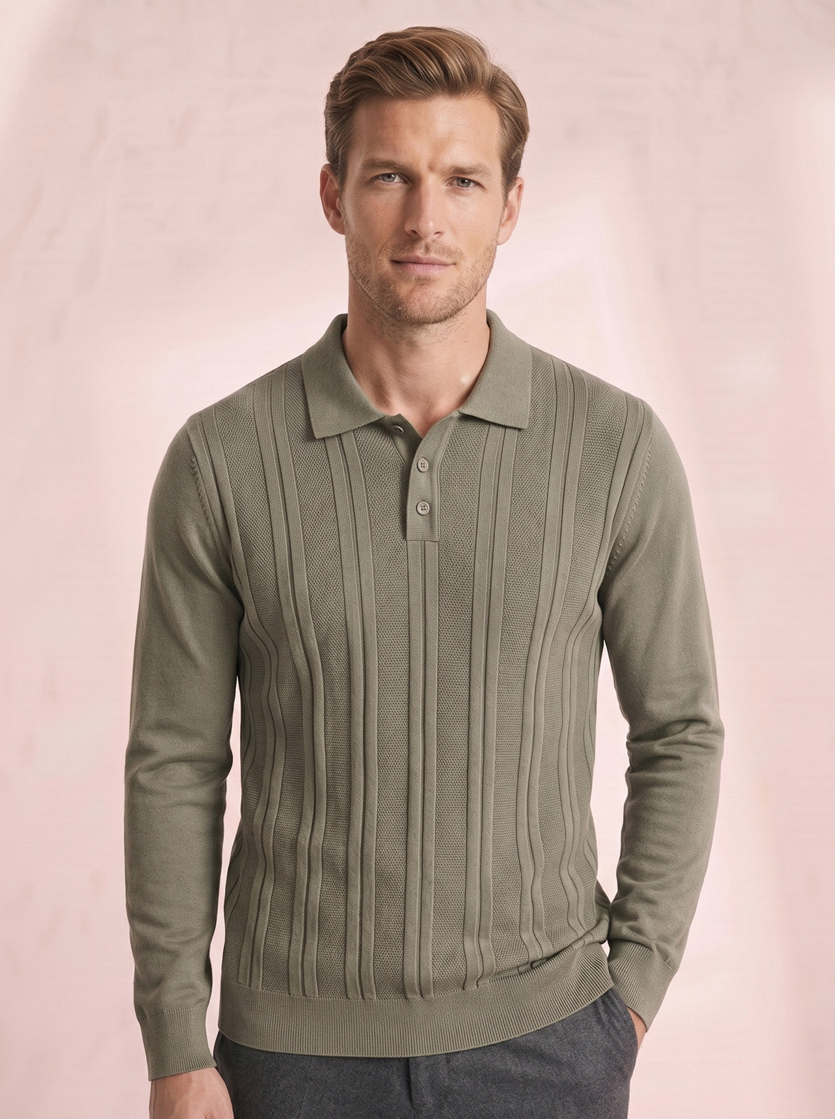 Esquire Long Sleeve Polo – Khaki