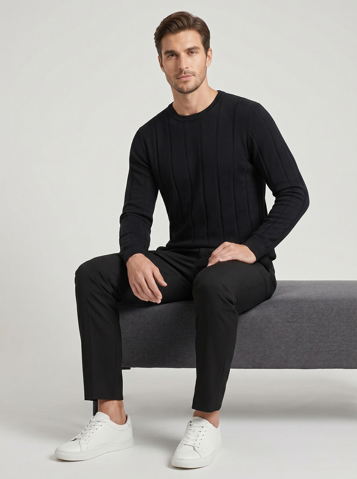 Esquire Ribbed Top - Black