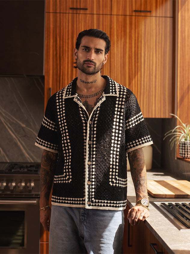 Esquire SS26 Knitted Shirt Black