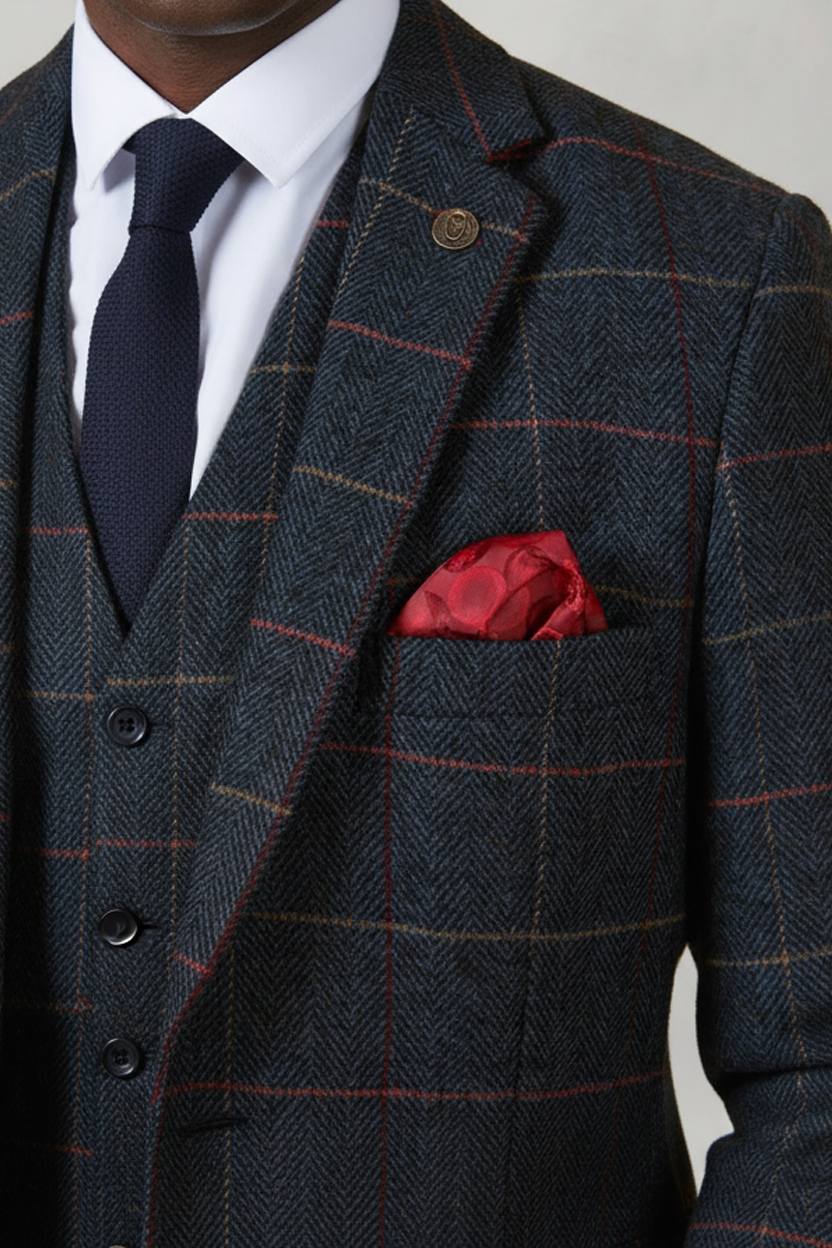 Eton - Navy Blue Tweed Check Blazer