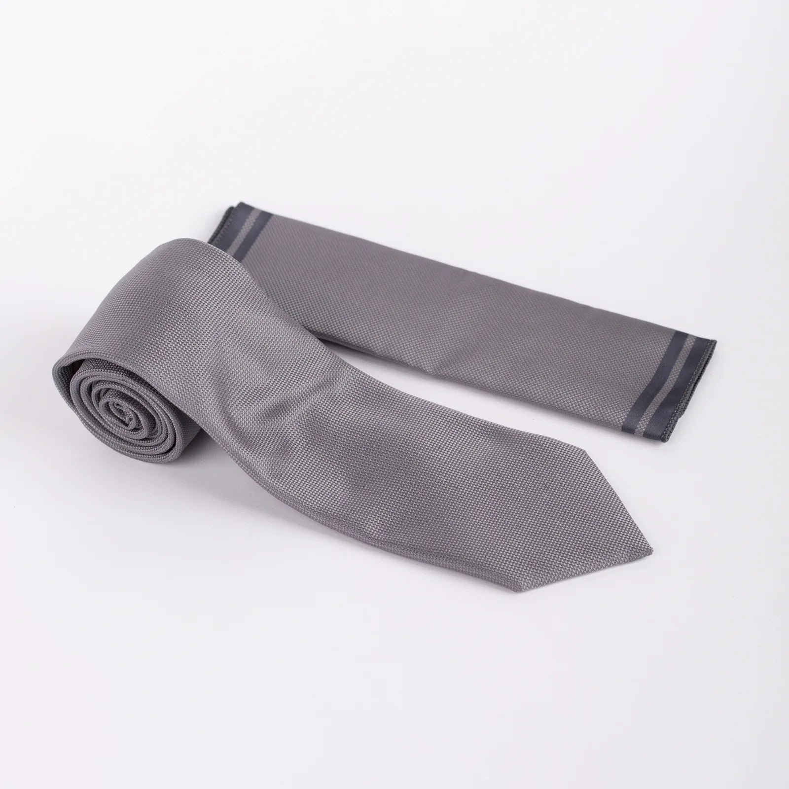 Textured - Tie & Pocket Square Set in Grey