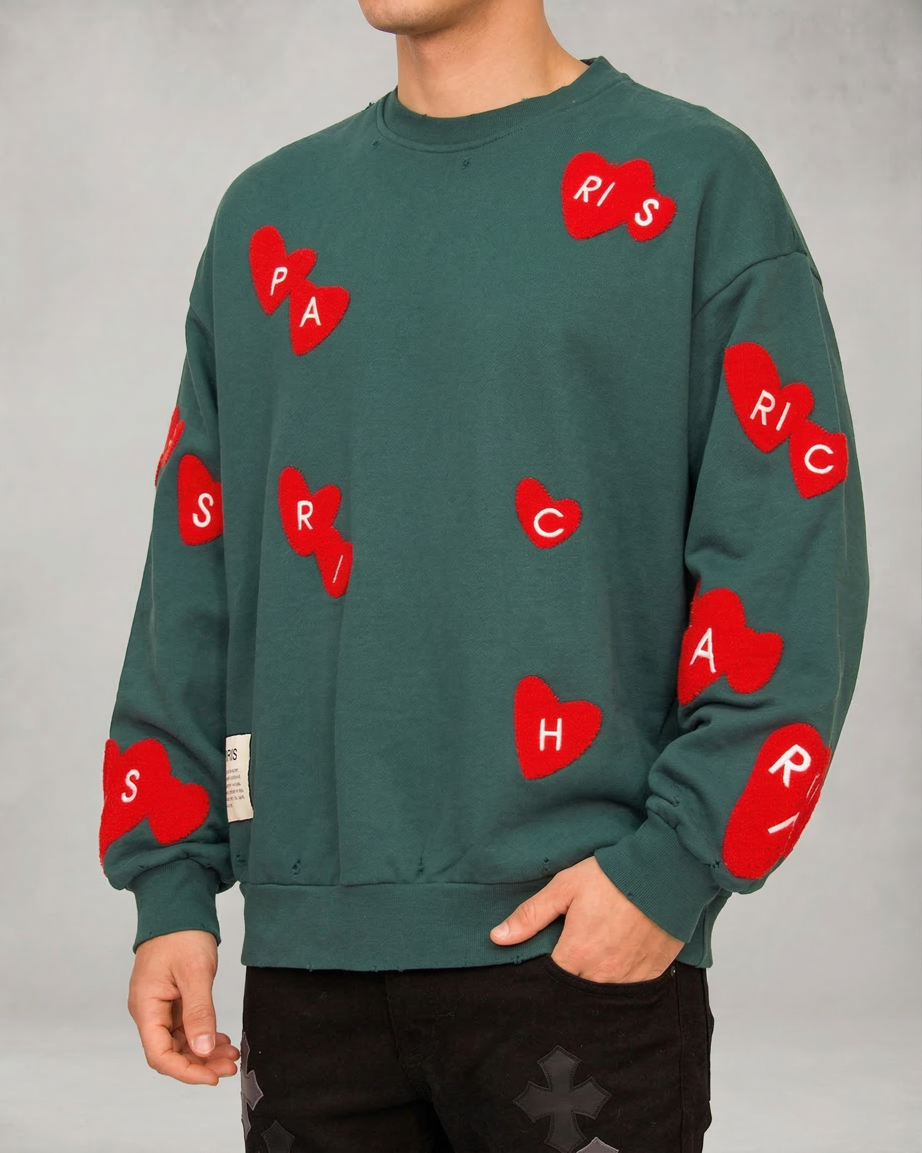 Paris Heart Patch Sweatshirt