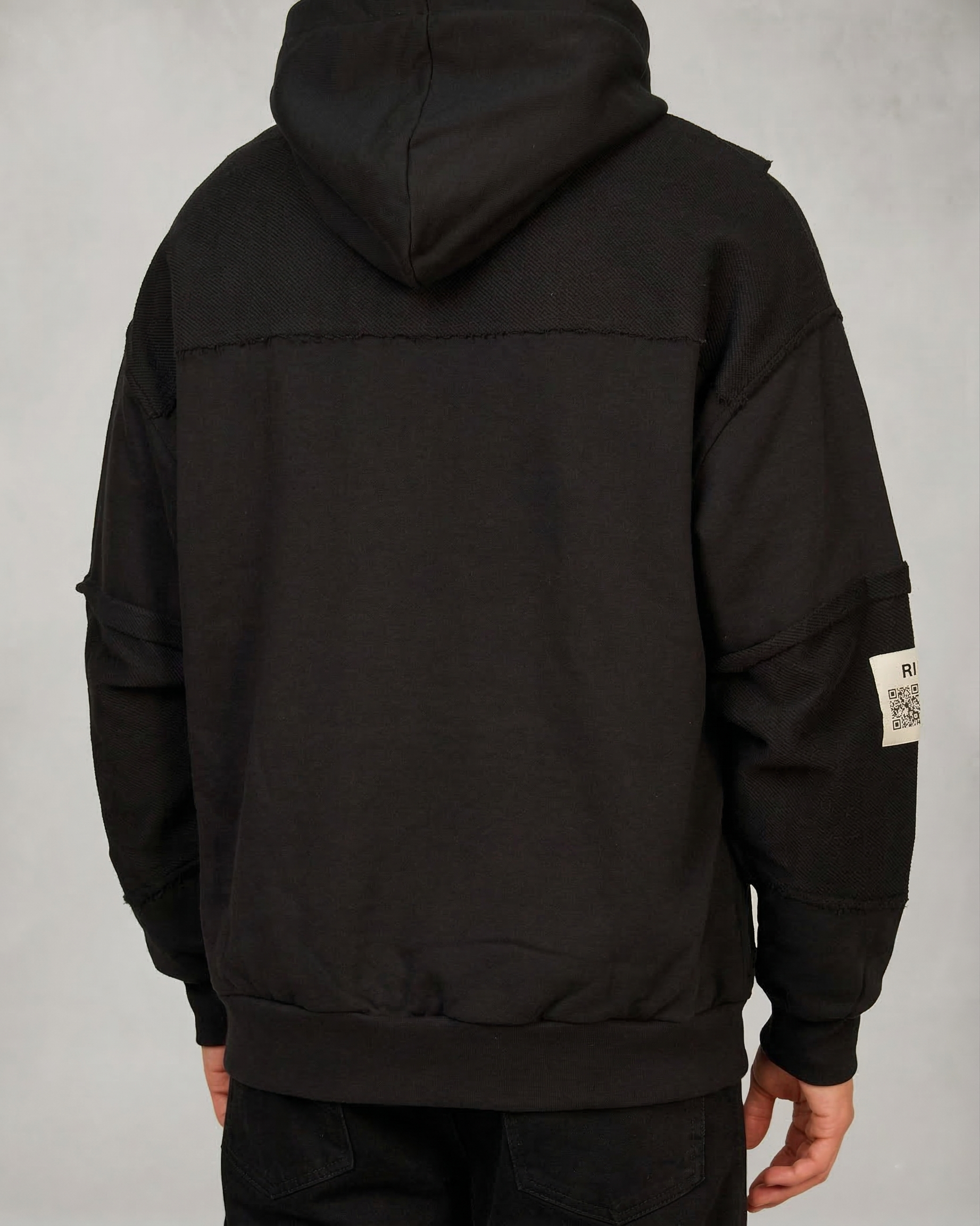 Multi-Panel Distressed Hoodie