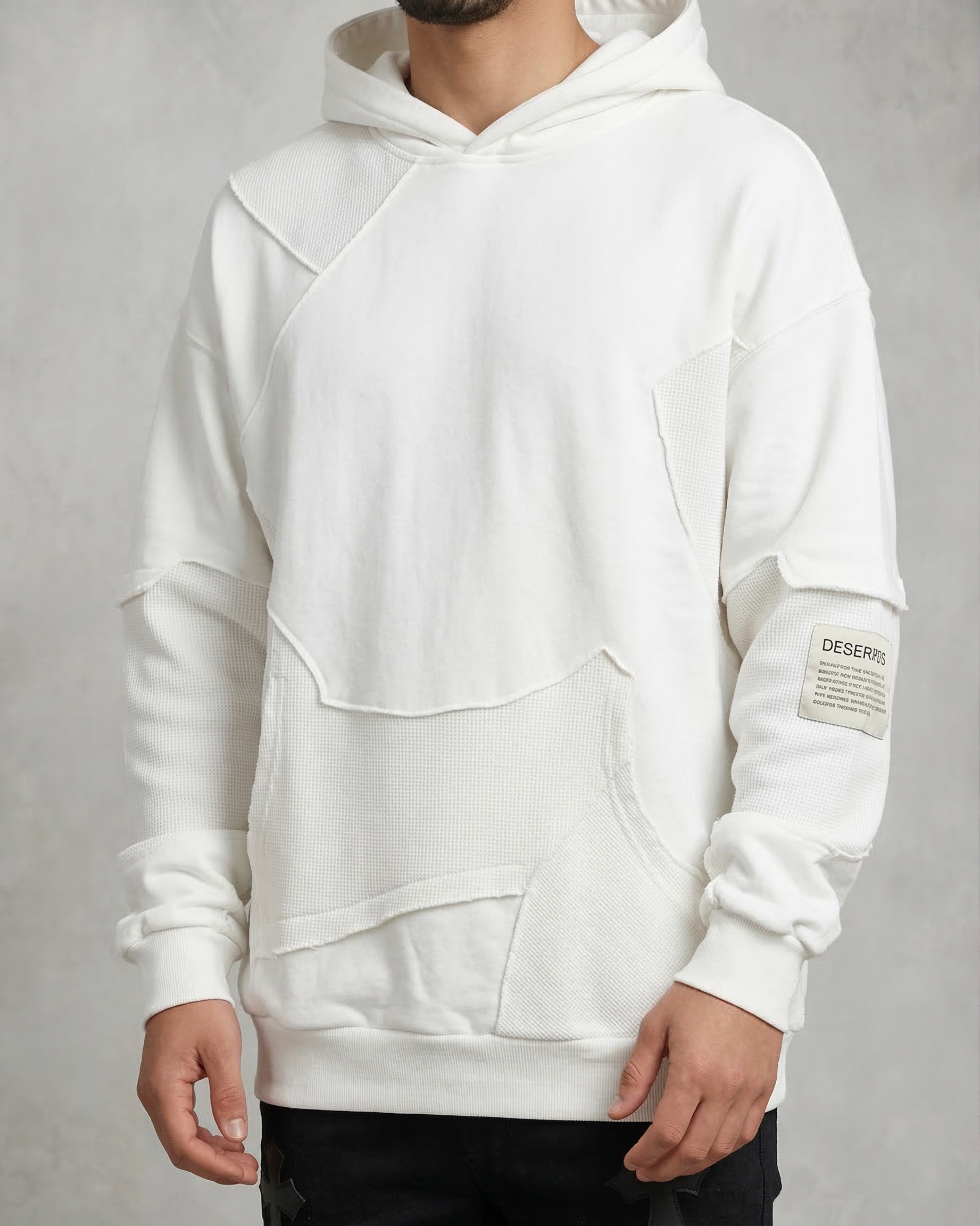 Multi-Panel Distressed Hoodie