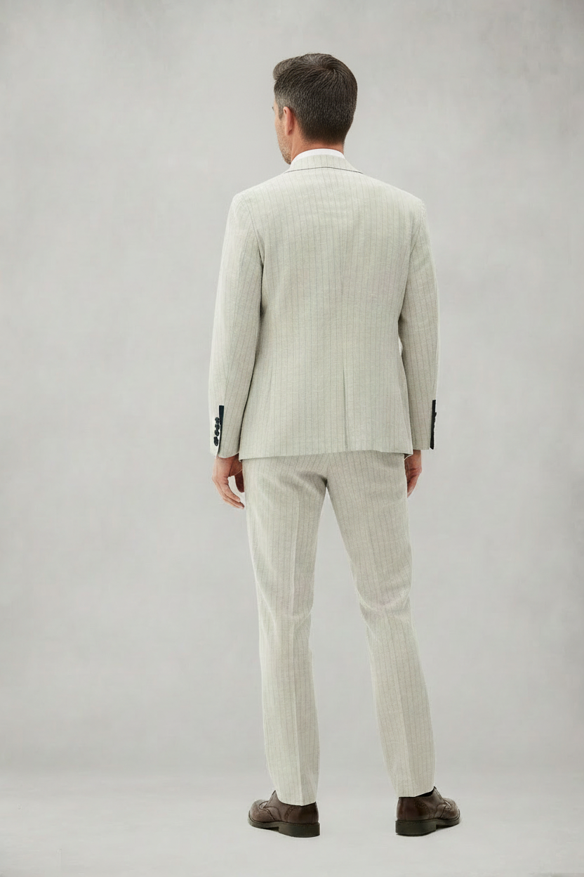 Grant - Stone Pinstripe Three Piece Suit