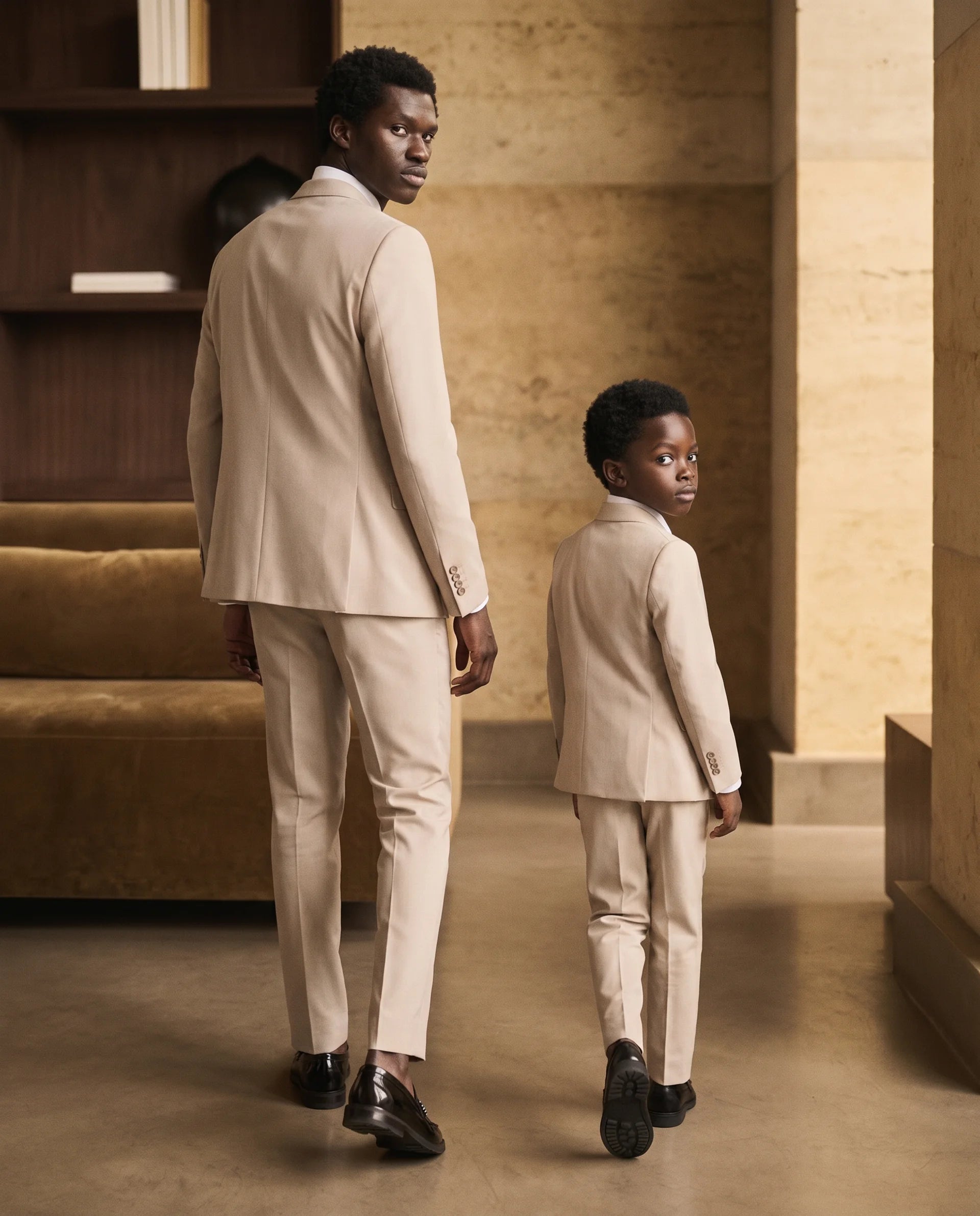 Father & Son - HM5 Stone Tailored Three Piece Suit