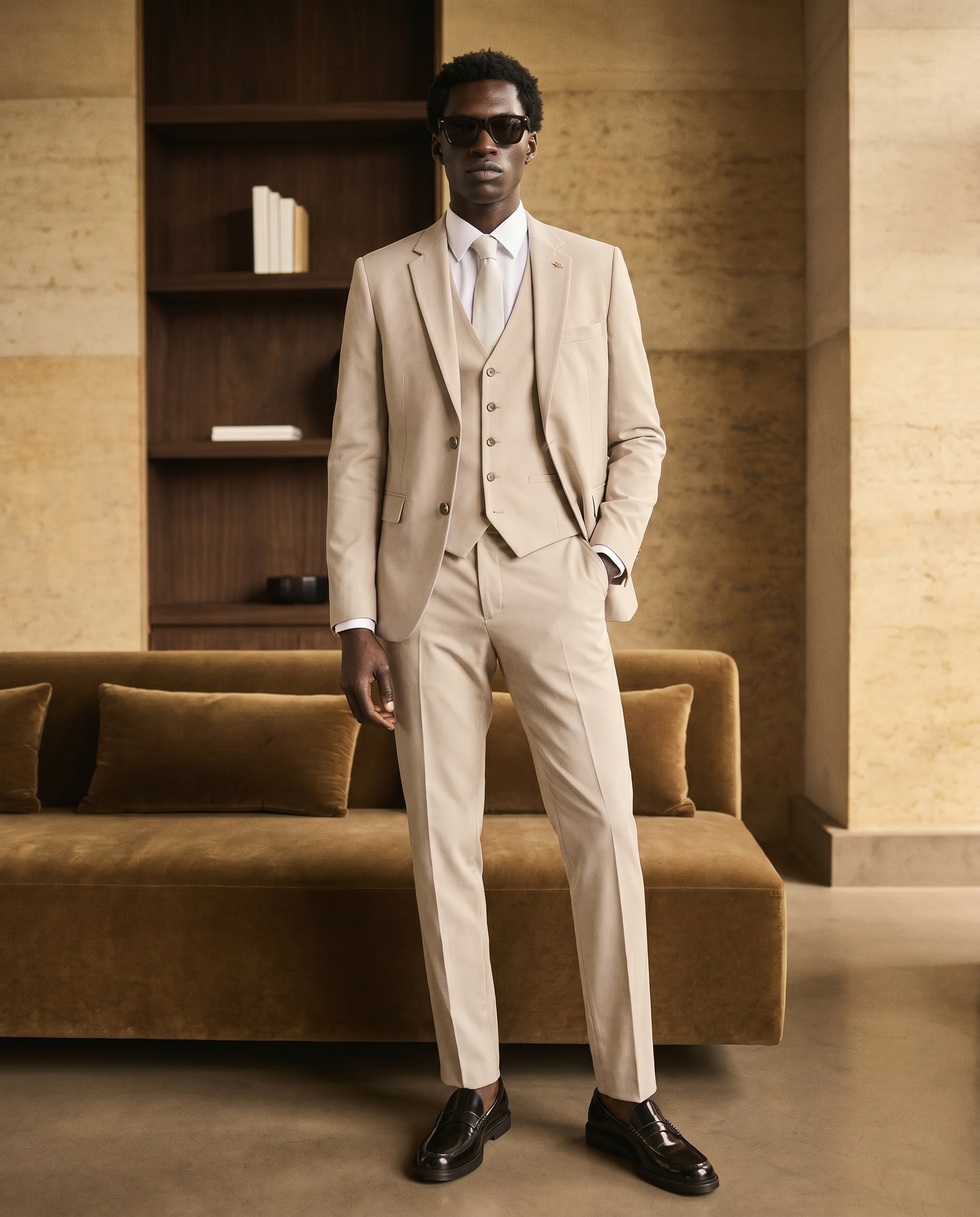 Father & Son - HM5 Stone Tailored Three Piece Suit