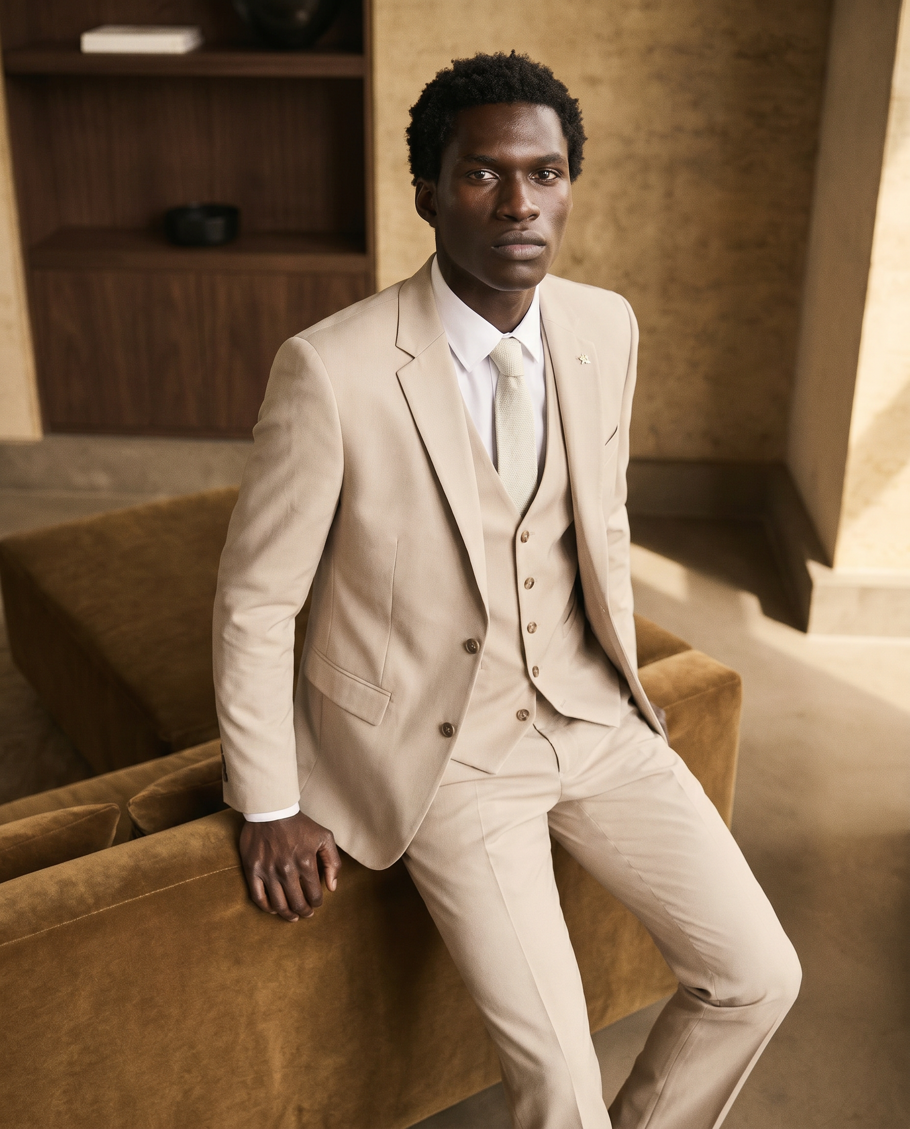 Father & Son - HM5 Stone Tailored Three Piece Suit