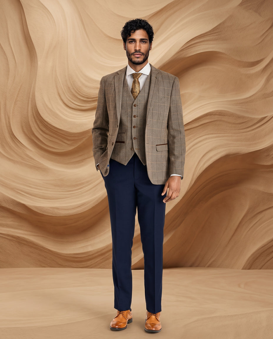 Harris Brown Tweed Suit with Mayfair Navy Trousers