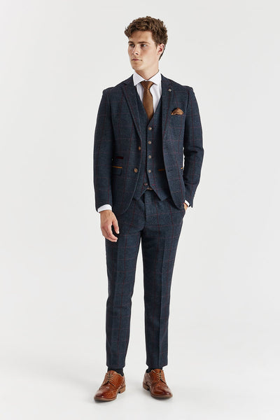 Madrid - Men's Navy Tweed Check Blazer