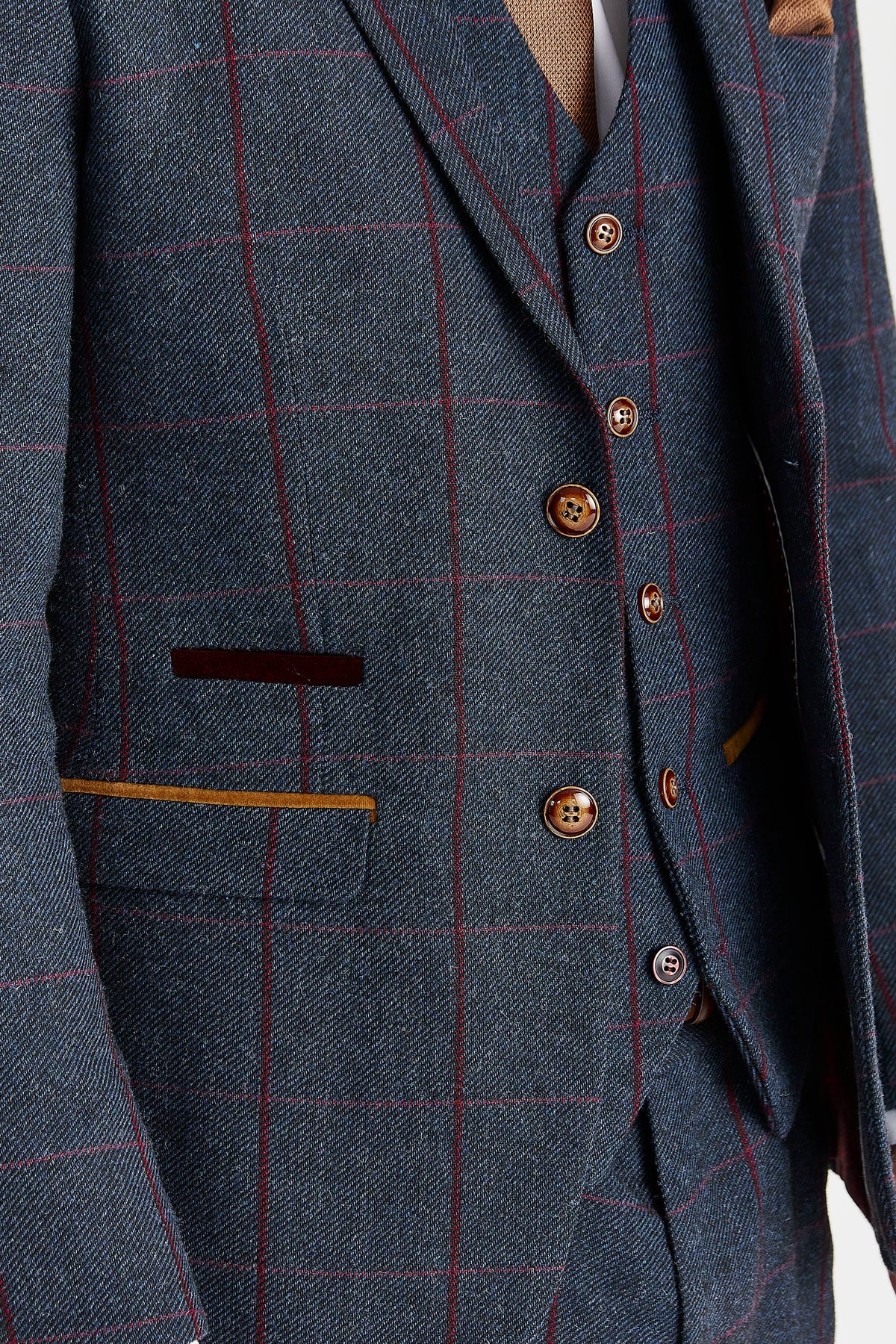 MADRID NAVY TWEED CHECK THREE PIECE SUIT