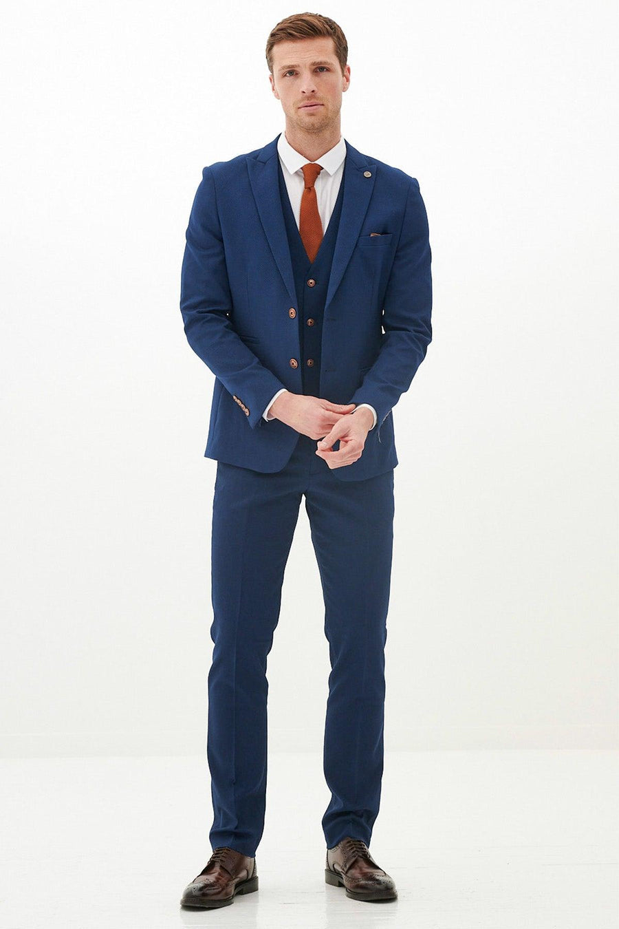 MAX - Royal Blue Three Piece Suit With Contrast Buttons
