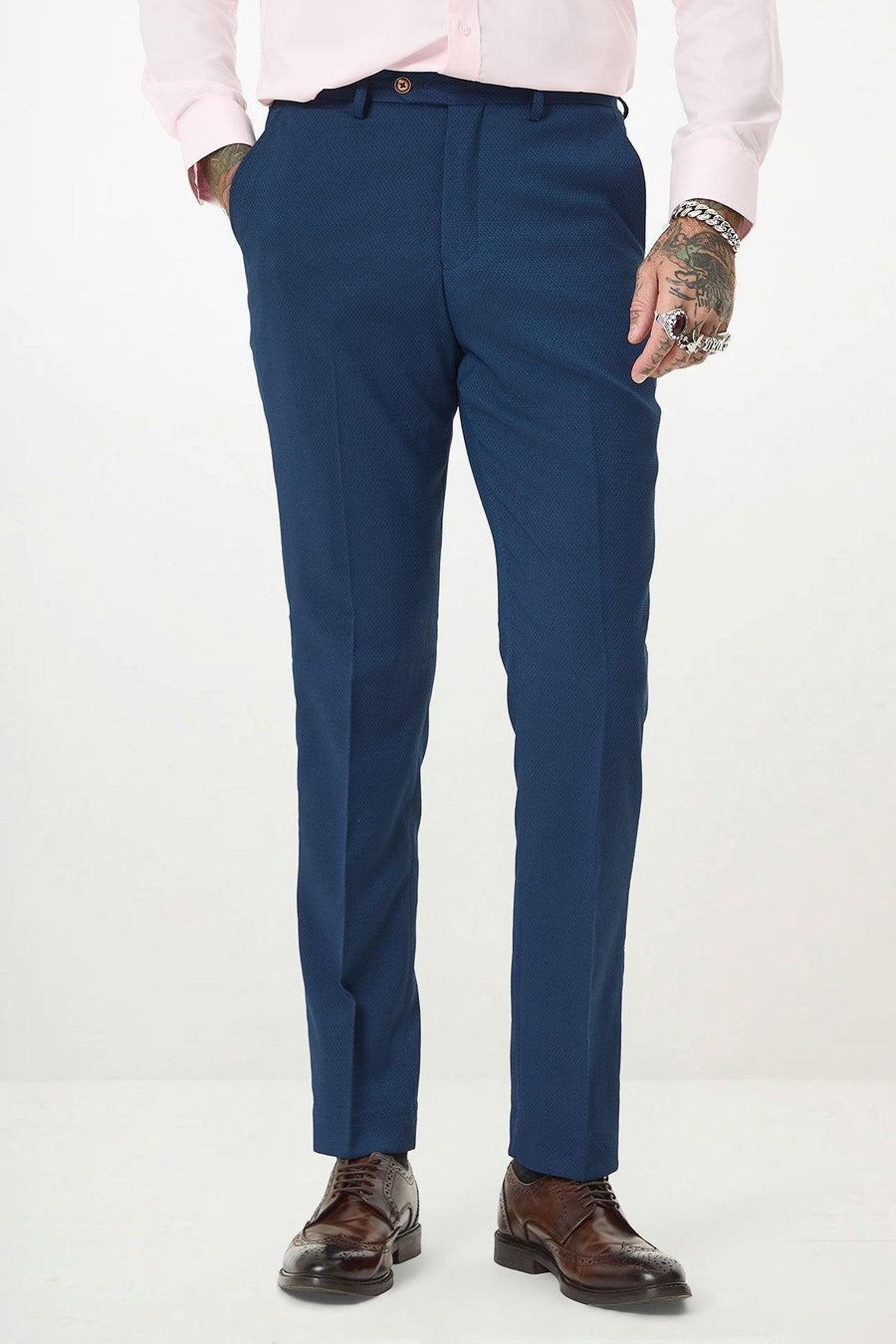 MAX - Royal Blue Trousers With Contrast Buttons