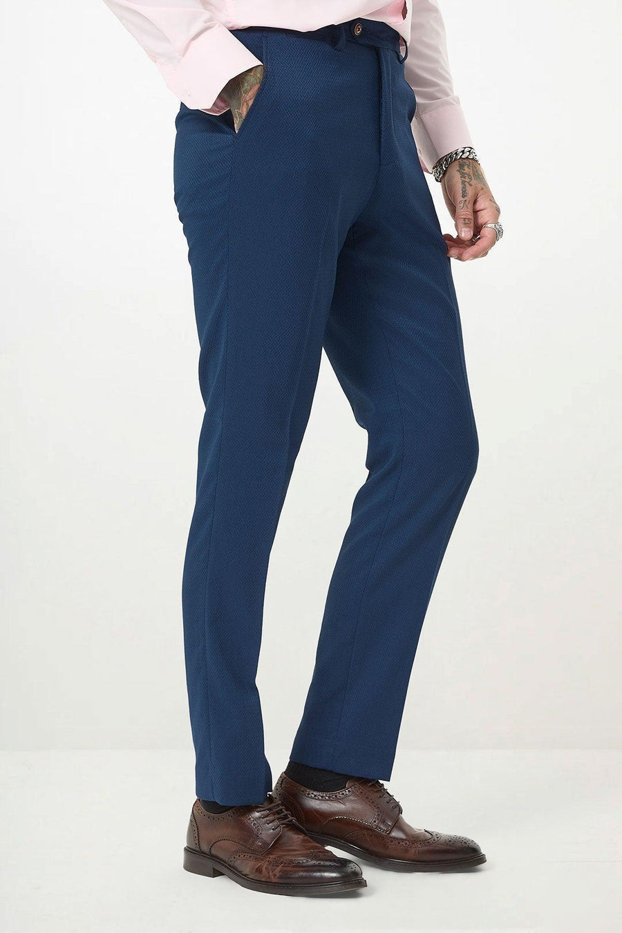 MAX - Royal Blue Trousers With Contrast Buttons