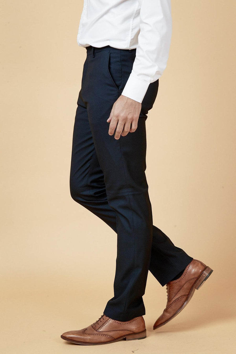 MAX - Navy Blue Trousers With Contrast Buttons