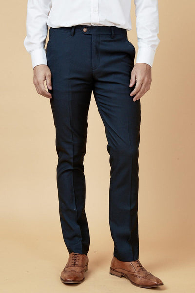 MAX - Navy Blue Trousers With Contrast Buttons