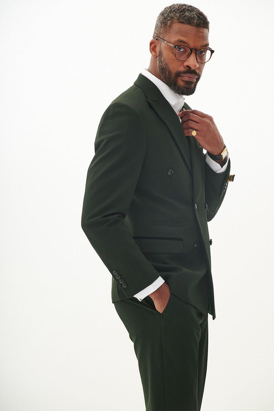 Bromley - Olive Green Double Breasted Two Piece Suit