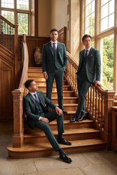 REGENT OLIVE CHECK THREE PIECE SUIT