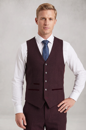 REGENT - MEN'S WINE CHECK WAISTCOAT