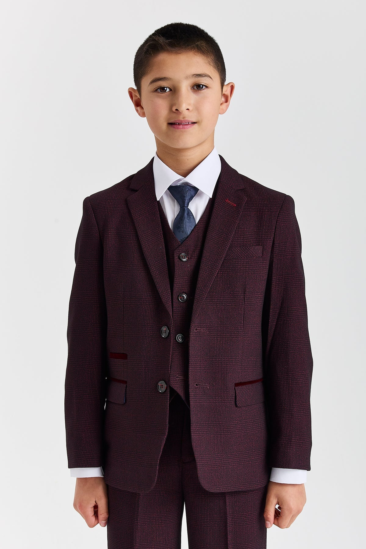 DEVICE - BOY'S REGENT WINE THREE PIECE SUIT