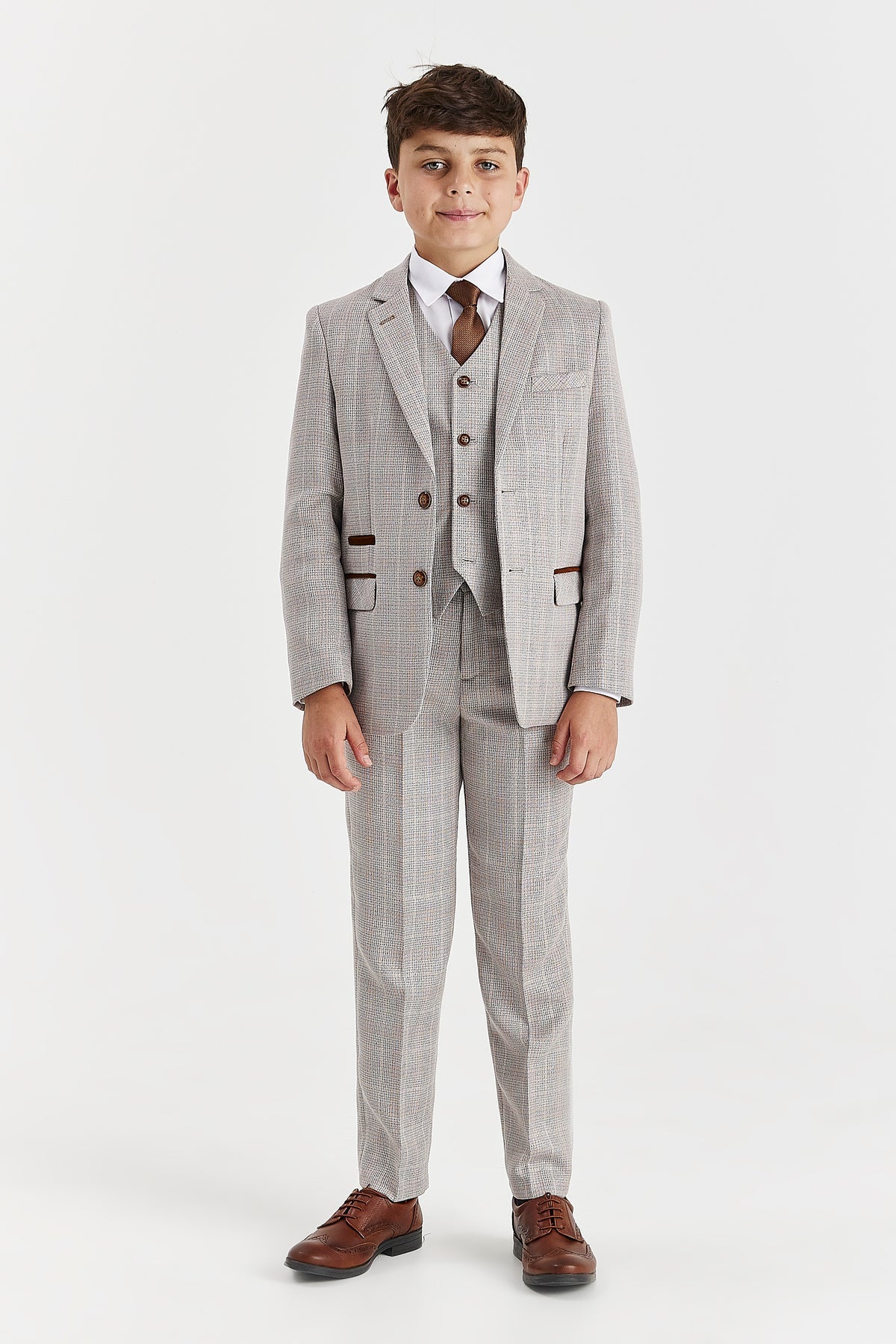 DEVICE - BOY'S LEO BEIGE THREE PIECE SUIT