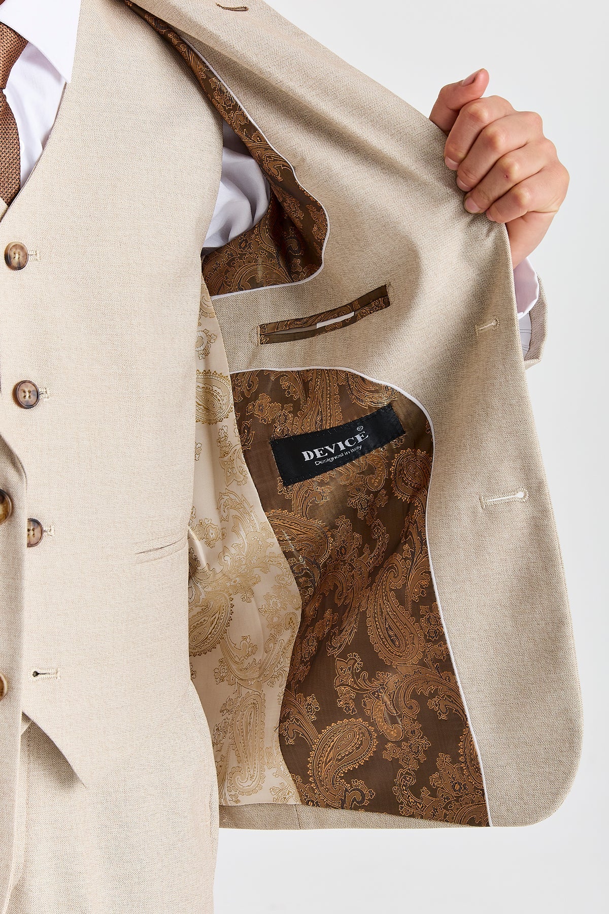 DEVICE - BOY'S BELMONT BEIGE THREE PIECE SUIT