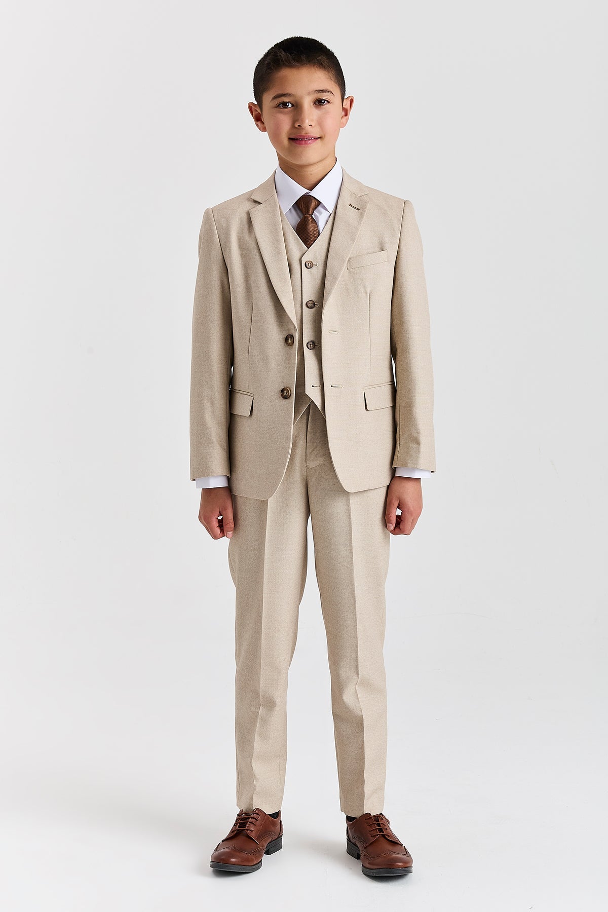 DEVICE - BOY'S BELMONT BEIGE THREE PIECE SUIT