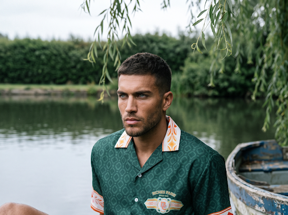 Green RC Monogram Resort Shirt & Short Set
